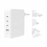 Belkin Caricabatteria da parete GaN a 4 porte da 140 W, adattatore da viaggio con ricarica rapida USB-C PD e porta USB-A, per iPhone, Samsung Galaxy, Google Pixel, iPad, MacBook, laptop e altri
