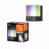 LEDVANCE Luce da esterno Smart LED da parete con tecnologia WiFi per esterno, colori RGB modificabili, realizzata in alluminio grigio scuro, compatibile con Google e Alexa, SMART+ WIFI CUBE WALL