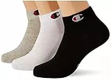 Champion Core 3PP Quarter Calze, Unisex - Adulto, Grigio Melange Chiaro, Bianco, Nero, 43-45 EU