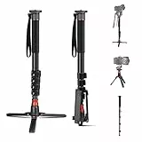 NEEWER Monopiede per Fotocamera Professionale con Staffe/Monopiede Portatile in Alluminio, 66.54'/169cm 5 sezioni Telescopiche per Fotocamera DSLR/Camcorder Base Rimovibile, Carico Max 6Kg TP21