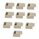 Cabilock Scatola da 10 pezzi, piccola scatola di legno, organizer per gioielli, trasparente, portatile, contenitore quadrato con coperchio, scatole regalo vintage, anello in legno di pino, contenitore