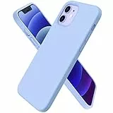 ORNARTO Custodia Compatibile con iPhone 12 mini Cover 5,4”, Protezione Completa Cover Sottile in Silicone Liquido in Gomma Gel Morbida con Fodera in Microfibra 5,4 pollici Azzurro