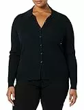 Amazon Essentials Cardigan Stile Polo Elasticizzato a Costine con Spessore Sottile (in precedenza Daily Ritual) Donna, Nero, XXL