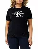 Calvin Klein Jeans T-shirt Maniche Corte Donna Core Monologo Scollo Rotondo, Nero (Ck Black), XL
