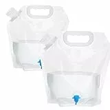 SALADOCY Borsa Porta Acqua Pieghevole, Campeggio Serbatoio Contenitori, con Tappo e Maniglia robusti, per Campeggio Picnic Viaggi e grigliate, 10L(Trasparente con Rubinetto 2 Pezzi)
