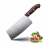 SHI BA ZI ZUO Coltello da chef cinese Coltello per verdure da 6,7 pollici Kinfe per affettatrice in acciaio inossidabile con manico ergonomico in legno di Pakka (Argento,28 * 7,6 cm)