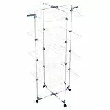 Gimi Modular 4 Stendibiancheria Da Pavimento, Stendino A Torre, Verticale, Con Ruote, Acciaio, Bianco, ‎163 x 68 x 5 cm, 4.5 Kg