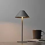 Bojim Lampada da Tavolo LED Dimmerabile, Impermeabile IP54 Lampada da Tavolo Senza Fili, 3 Modalità Ricaricabile Grigio Lampada da Comodino, 4000mAh 3W 240LM Lampada Touch Portabile per Picnic
