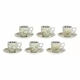 THUN - Set 6 Tazzine caffè - Linea Elegance - Porcellana - 110 ml - Ø 6,5 cm - 5,5 cm h - piattino Ø 11,5 cm