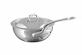 Mauviel Made in France M'Cook 5 Ply Acciaio Inox 5212.25 3 Quart Curved Splayed Pan con Lid, manico in acciaio inox