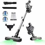 Proscenic P12 Aspirapolvere Senza Fili, 33kPA Scopa Elettrica Potente, Anti-Avvolgimento, LED Vertect™ Verde, 60Minuti Autonomia per Peli Animali/Tappeti/Pavimenti