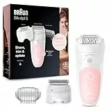 Braun Silk-épil 5 Depilatore Donna, Epilatore Elettrico Donna con Rifinitore,3 Accessori Viso Inclusi, Uso a Secco o Sotto Acqua, Idea Regalo, 5-620 Bianco e Rosa