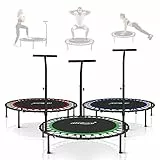 Physionics® Mini Trampolino - Pieghevole, con Maniglia Regolabile in Altezza, Diametro Ø 101 cm, Piedini Antiscivolo, da Interno e Esterno - Tappeto Elastico, da Fitness, Aerobica (Blu)