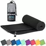 Fit-Flip Asciugamani in microfibra – in tutti i colori, 8 misure – compatto & ultraleggero – Asciugamano microfibra grande – asciugamani fitness e teli mare microfibra (1x 40x80cm nero + 1 borsa)