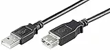 Ewent Cavo USB 2.0 Tipo A/Maschio a A/Femmina, Doppia Schermatura AWG 28 in Rame, Rata di Trasferimento fino a 480Mbit, 1,8m, Nero