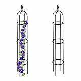 Relaxdays Set da 2 Obelischi per Rampicanti, Graticolato per Piante, Rose, Edere, Accessori da Giardino, Metallo, Nero, 90% Acciaio 10% plastica