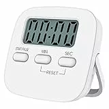 NIAGUOJI - Timer da cucina digitale con grande schermo LCD, timer magnetico con sveglia forte e conto alla rovescia (bianco)