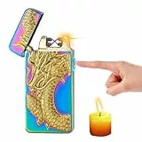 ASANMU Accendino elettrico, ad arco elettrico, ricaricabile, touch screen, girevole, accendino elettronico, antivento, senza fiamma, per candele, compleanno per uomo (rosso viola)