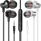 MAS CARNEY [Pacco da 2] WI7 Auricolari con Filo e Microfono, Cuffie con Filo Jack 3.5mm, Cuffiette Telefonino con Controllo del Volume, Auricolare Cellulare con Cavo per Smartphone e PC- Bianche/Nero