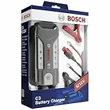 Bosch Automotive C3 Caricabatterie Intelligente e Automatico 6 V-12 V / 3.8 A, Nero/Rosso, ‎7.49 x 5.21 x 18.01 cm, 710 g