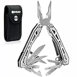 BIBURY Pinza Multiuso, Multitool con Forbici, Apriscatole e Cacciavite, Gadget Utili per il Campeggio, Riparazioni, Regalo Uomo, Ide Regalo Natale, Regalo Papà, Regali per Lui - Bordo Nero