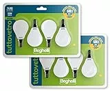 Beghelli - TUTTOVETRO Multipack Led Lampadina Led E14 Luce Calda, Lampadina Led a Sfera 5W, 600lm, 3000K, Lampadine di Vetro Opale, 2 Blister, 8 Pezzi