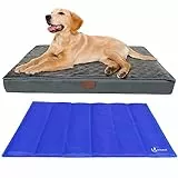 VOUNOT Cuscino per Cane Ortopedico con Tappetino di Raffreddamento in Gel, Cuccia Materassino Cani Sfoderabile Lavabile con Tappeto Rinfrescante, 76x51x9cm
