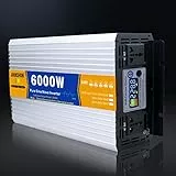 Generic Inverter a Onda Sinusoidale Pura 3000w 4000w 5000w 6000w 8000w Convertitore di Tensione Dc 12v/24v/48v/60v a AC 110v/220v con Display Digitale LCD,per Campeggio All'aperto,6000W-12Vto220V
