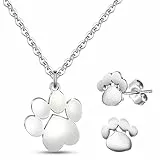 Orecchini a Forma di Zampa e Collana con Ciondolo di Zampa Orecchino con Impronta di Cane Orecchino di Cucciolo con Scatola Regalo per Donna Ragazza Bambina