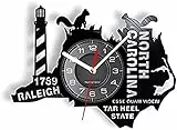 Orologio da parete USA State Vinyl Record Orologio da parete Living in North Carolines per i nostalgici
