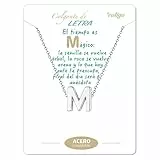 cotigo Collana iniziali in acciaio inossidabile, collana da donna ciondolo a forma di lettera dalla A alla Z - regalo di moda per madre, compleanno, fidanzata, colori argento e dorato (M-Argento)