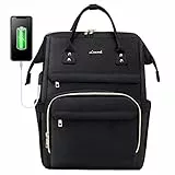 LOVEVOOK Zaino per PC Donna, Laptop Multitasche Universita Portatile 15.6 Pollici, Impermeabile Zaino Computer con Caricatore USB, per Viaggi Lavoro Scuola Ufficio,Nero