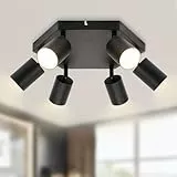 TaFiCo GU10 Lampada Faretti da Soffitto - Nero Faretti LED Soffitto Orientabili - Moderna Plafoniera LED Faretti 6 Luce - Senza Lampadina