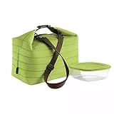 Guzzini Borsa Termica Grande con Tracolla On The Go, Verde Mela, Borsa 30 x 18 x h30 cm, Contenitore 19.6 x 19.6 x h7 cm, 1400 cc