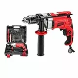 Trapano a Percussione TEENO 910W,Trapano a Percussione Elettrico Filo 0-3000 giri/min con 38 accessori, manico rotante a 360°, Mandrino da 13 mm,Mattone, Legno, Acciaio