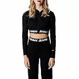 Tommy Jeans Donna Felpa con Cappuccio con Cerniera Tjw Bxy Crop Dw0Dw14266 XS Nero Black bds