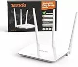 Tenda F3 N300 Wireless Wi-Fi Router, Perfetto per Piccole e Medie Dimensioni (300 Mbps, 2.4 GHz, 3 Antenne Ad Alta Potenza, Chip Broadcom, Controllo Larghezza di Banda, WPS, 1X10/100 WAN Porta , 3 X10/100 LAN Porte ) Bianco