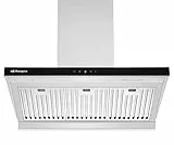 Orbegozo DS63190IN Cappa aspirante 90 cm Classe A filtri in Alluminio Professionali smontabili Estrazione 636,2 m3/h Illuminazione a LED 3 Livelli di Potenza, Acciaio, Nero