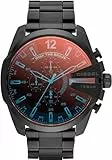 Diesel Orologio Mega Chief da uomo, movimento cronografo, cassa in acciaio inossidabile nero da 59 mm con bracciale in acciaio inossidabile, DZ4318