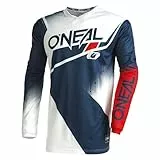 O'Neal | Maglia Motocross Manica Lunga | MX Enduro | Protezione Gomito Imbottita, Collo a V, Traspirante | Element Jersey Racewear V.22 | Adulto | Blu Bianco Rosso | Taglia L