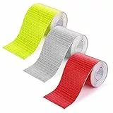 Abeillo 3 Rotoli Nastro Catarifrangente Adesivo, Nastro Adesivo Alta Visibilità Riflettente, per Rimorchi, Auto, Moto, Bici (Rosso/Bianco/Giallo, 2,5 X 3 Meter)