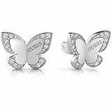 Guess Orecchini Love Butterfly Acciaio Inossidabile Chirurgico Logo Placcato rodio UBE78010, única, Metalli Non preziosi, Nessuna Pietra preziosa