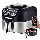 MasterPro Grill Senza Fumo | Robot da Cucina con Tecnologia Cyclonic Air Max 260º di 1760W di Potenza | 5 Funzioni in 1 | Friggitrice ad Aria | Friggitrice ad Aria, Forno e Disidratatore di Alimenti