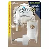 Glade Diffusore di Oli Essenziali Elettrico, Profumatore per Ambienti, Fragranza Romantic Vanilla Blossom, Confezione da 1 Diffusore e 1 Ricarica