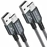 Cavo Micro USB [2 Pezzi:1M] in Nylon per Android, Trasferimento Dati e Ricarica Rapida, Compatibile con Samsung S5/S6/S7, Huawei, HTC, LG, HTC, Kindle