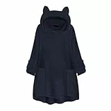 Xmiral Felpa Donna Maniche Lunghe Basic Felpe Donna con Cappuccio Vello Autunno Invernale Pullover Pulsante Casuale Giacca Cappotto (M,4- Marina Militare)