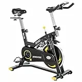 HOMCOM Cyclette Professionale, Cyclette da Camera Regolabile con Schermo LCD e Volano 10kg per Casa o Palestra, Nera e Gialla