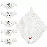 Koo-dib Mussole Neonato Asciugamani, 6 Strati Organico 100% Cotone Morbidi e Traspirante Asciugamano Viso Salviettine, Riutilizzabile lavette per Pelle Sensibile bebè 30x30CM (Tedesco Confezione da 6)