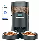 HoneyGuaridan Distributore Automatico di Cibo Gatti WiFi con Doppio Ciotole, 6.5L Dispenser Cibo Gatti con Timer e Controllo APP, Registratore Vocale 10s - Fino a 6 pasti al Giorno