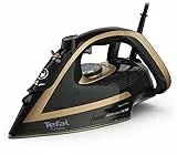 Tefal Puregliss Ferro a Vapore, 3000 Watt, Colpo di Vapore 280 g/min, Vapore Verticale, Tecnologia Anti Macchie, Spegnimento Automatico, Nero/Oro, FV8064